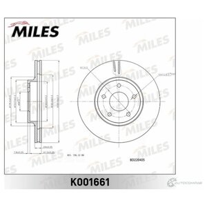 Диск тормозной MILES K001661 диск тормозной nissan maxima QX33 00 03 передний вент D 296мм MILES K001661