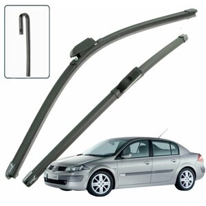 Дворники Renault Megane (2) LM Рено Меган ЛМ седан 2002 2003 2004 2005 2006 Щетки стеклоочистителя бескаркасные 600-450 2шт.