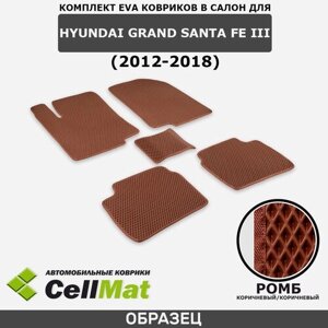 ЭВА ЕВА EVA коврики CellMat в салон Hyundai Grand Santa Fe III, Хендай Гранд Санта Фе, 3-е поколение, 2012-2018