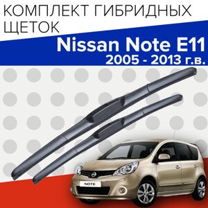 Гибридные щетки стеклоочистителя для Nissan Note E11 (2005 - 2013 г. в.) 600 и 350 мм / Дворники для автомобиля ниссан ноут е11