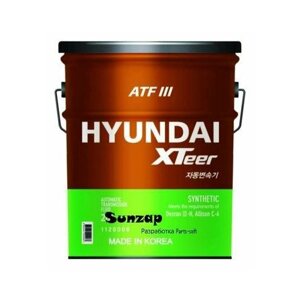 Hyundai-KIA 1120006 жидкость для акпп hyundai xteer ATF 3 20л масло трансмиссионное