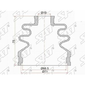 Ipsasp_c-1075 пыльник шруса наружный subaru outback 03-09 B13, suzuki SWIFT04-09 1.3L (2 хомута. резина)