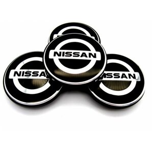Колпачки заглушки на литые диски КиК Ниссан черный 62/55/10, комплект 4 шт.