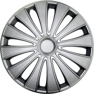 Колпаки R15 4шт на колеса авто GMK R15, на диски радиус 15, цвет серый, карбон.