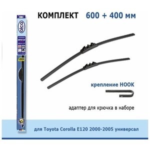 Комплект дворников Alca Super Flat 600 мм + 400 мм Hook для Toyota Corolla E120 2000-2005 универсал