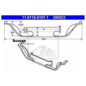 Комплект монтажный тормозных колодок BMW - 5 (E39) - 520 I BMW - 5 Touring (E39) - 520 i ATE 11.8116-0197.1 | цена за 1 шт | минимальный заказ 1