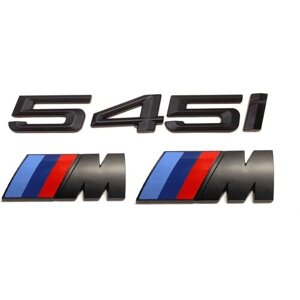 Комплект: шильдик на багажник 545 i для BMW 5 ой серии + 2 эмблемы на крыло M-performance черный мат