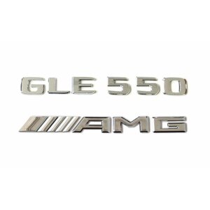Комплект: шильдик на багажник для Mercedes GLE550 (новый шрифт 2017+AMG хром