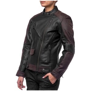 Куртка кожаная MOTEQ Teacher WAX, женский, черный/коричневый, размер S