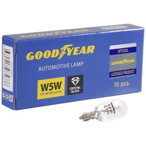 Лампа автомобильная накаливания Goodyear W5W 12V 5W W2.19.5D W2x4.6d 2800K 10 шт.