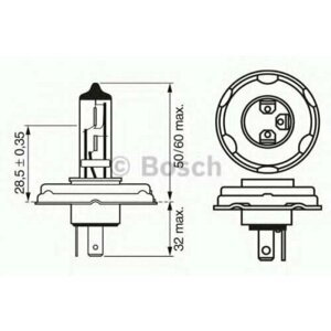 Лампа галогенная R2 12V 45/40W P45t Pure Light (стандартные характеристики) BOSCH 1987302021