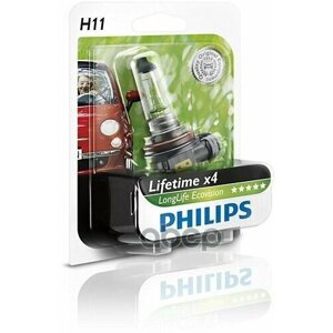 Лампа H11 12V-55W (Pgj19-2) (Увелич. Срок Службы) Longlife Ecovision Блистер (1Шт) Philips арт. 12362LLECOB1