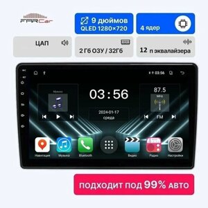 Магнитола 9 дюймов FarCar на Android 12 (2GB/32GB/WiFi/GPS/BT/IPS)