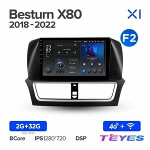 Магнитола FAW Besturn X80 2018-2022 Teyes X1 4G 2/32GB, штатная магнитола, 8-ми ядерный процессор, IPS экран, DSP, 4G, Wi-Fi, 2 DIN