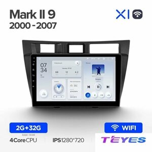 Магнитола Teyes X1 Wi-Fi 2/32GB для Toyota Mark II X100 2000-2007, штатная магнитола, 4-ёх ядерный процессор, IPS экран, Wi-Fi, 2 DIN