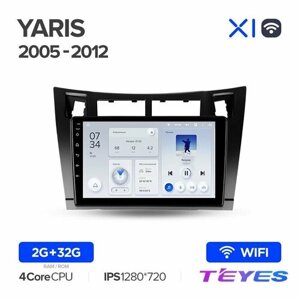 Магнитола Toyota Yaris XP90 2005-2012 (Тип F1) Teyes X1 Wi-Fi 2/32GB, штатная магнитола, 4-ёх ядерный процессор, IPS экран, Wi-Fi, 2 DIN