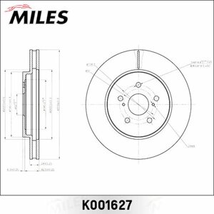 Miles Диск тормозной для LEXUS RX300/RX350/RX400 03> передний с покрытием