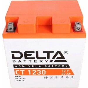 Мото аккумулятор DELTA Battery CT 1230 12В / 30А·ч, полярность обратная