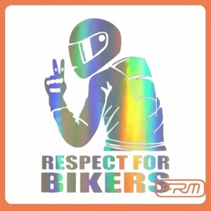 Мотонаклейка мото стикер наклейка Respect For Bikers 15х11 см на мотоцикл скутер мопед квадроцикл автомобиль для мотоциклиста, хамелеон