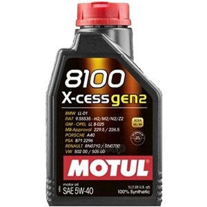 MOTUL Масло Моторное Motul 109774 8100 X-Cess Gen2 5w40 1л Синт Acea A3/B4; Api Sn. Одобрения: Mb-Appro