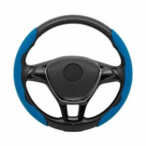 Накладки, оплетка (чехол) на руль Тойота Пассо (2010 - 2016) хэтчбек 5 дверей / Toyota Passo, Экокожа (высокого качества), Синий