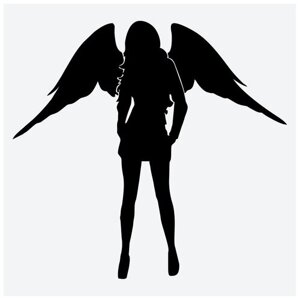 Наклейка на авто "Девушка ангел" чёрная 32х30 см.
