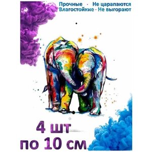 Наклейка на авто "Иллюстрация разноцветных слонов"