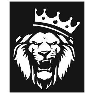 Наклейка на авто Лев царь зверей Виниловая наклейка на машину лев с короной белая без фона 60х48