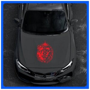 Наклейки на авто для тюнинга на кузов или стекло Лев абазин Красный 55х40 см