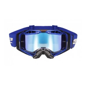 Очки кросс LS2 AURA Goggle с хамелеон линзой (черно-синие с линзой синий хамелеон, Black blue with blue iridium visor)