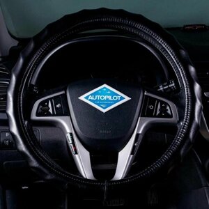 Оплетка, чехол (накидка) на руль Хендай Соната (2004 - 2010) седан / Hyundai Sonata, натуральная кожа (премиального качества), Черный