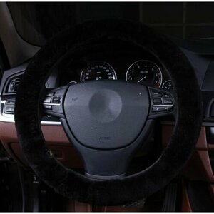 Оплетка на руль Шкода Октавия РС (2005 - 2008) универсал 5 дверей / Skoda Octavia RS, Натуральный мех (австралийский, высокого качества), Черный