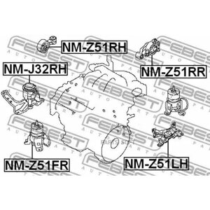 "Опора Двигателя Nissan Murano Z51 08-15 Лев. Febest арт. NMZ51LH