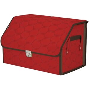 Органайзер-саквояж в багажник "Союз Премиум"размер L). Цвет: красный с коричневой прострочкой Соты.