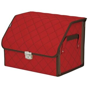 Органайзер-саквояж в багажник "Союз Премиум"размер M). Цвет: красный с коричневой прострочкой Ромб.