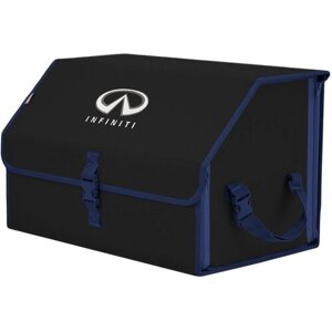 Органайзер-саквояж в багажник "Союз"размер L). Цвет: черный с синей окантовкой и вышивкой Infiniti (Инфинити).