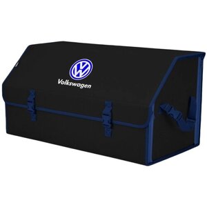 Органайзер-саквояж в багажник "Союз"размер XL Plus). Цвет: черный с синей окантовкой и вышивкой Volkswagen (Фольксваген).