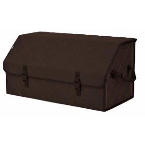 Органайзер-саквояж в багажник "Союз"размер XL Plus). Цвет: коричневый с коричневой прострочкой Ромб.