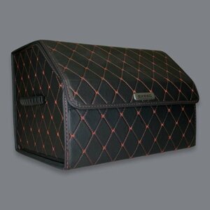 Органайзер в багажник Экзид / EXEED / Кофр 40х30х30, сумка, саквояж, ящик, черный с красной отстрочкой