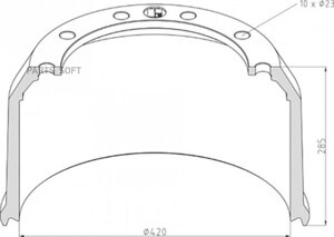 PE automotive 04642400A 046.424-00a_торм. барабан !420х200 H=284 d=290/335 n10x23 \BPW HS/HZ ECO MAXX