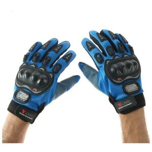 Перчатки мотоциклетные с защитными вставками, пара, размер XL, синий