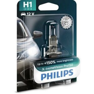 Philips 12258XVPB1 лампа галоген 12V H1 55W P14.5s philips X-tremevision pro150 +150% 3400к 12258XVPB1