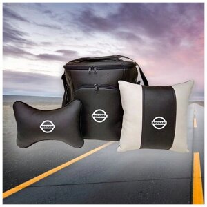 Подарочный набор автомобилиста для Nissan (ниссан) термосумка, подушка на подголовник, подушка