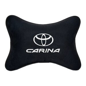 Подушка на подголовник алькантара Black с логотипом автомобиля TOYOTA CARINA