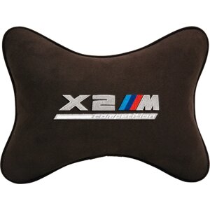 Подушка на подголовник алькантара Coffee с логотипом автомобиля BMW X2M COMPETITION