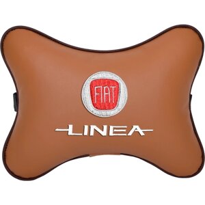 Подушка на подголовник экокожа Fox с логотипом автомобиля FIAT Linea
