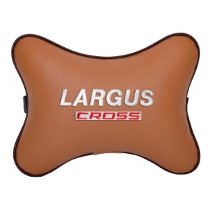 Подушка на подголовник экокожа Fox с логотипом автомобиля LADA LARGUS CROSS