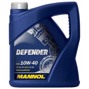Полусинтетическое моторное масло Mannol Defender 10W-40, 4 л, 4 шт.