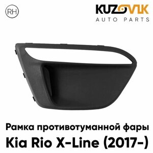 Рамка противотуманной фары для Киа Рио Kia Rio X-Line (2017-правая накладка, оправа, облицовка бампера, птф, туманка