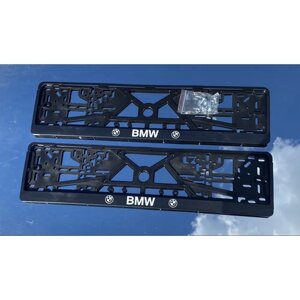 Рамки номерного знака BMW, краска, пластиковые, комплект 2 рамки + крепеж